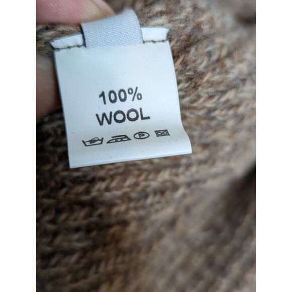 Lochaven of Scotland Wool Mens Full Zip Sweater Sz L Elbow Patch Fisherman Brown - Picture 7 of 9
